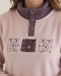 INFIORE - PIGIAMA HAPPY BEAR MANICA LUNGA ROSA E LILLA DA DONNA