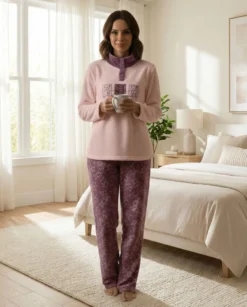 INFIORE - PIGIAMA HAPPY BEAR MANICA LUNGA ROSA E LILLA DA DONNA