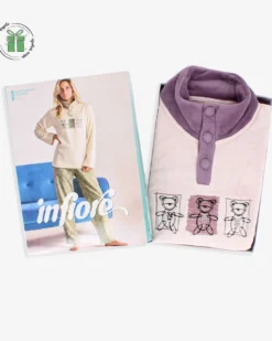 INFIORE - PIGIAMA HAPPY BEAR MANICA LUNGA ROSA E LILLA DA DONNA