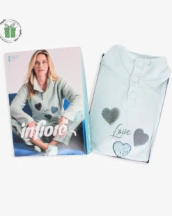 INFIORE - PIGIAMA LOVE ME MANICA LUNGA AZZURRO DA DONNA