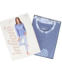 INFIORE - PIGIAMA LUNGO BLU DA DONNA IN COTONE