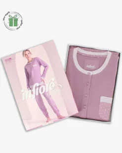 INFIORE - PIGIAMA MICROPIN MANICA LUNGA MALVA DA DONNA
