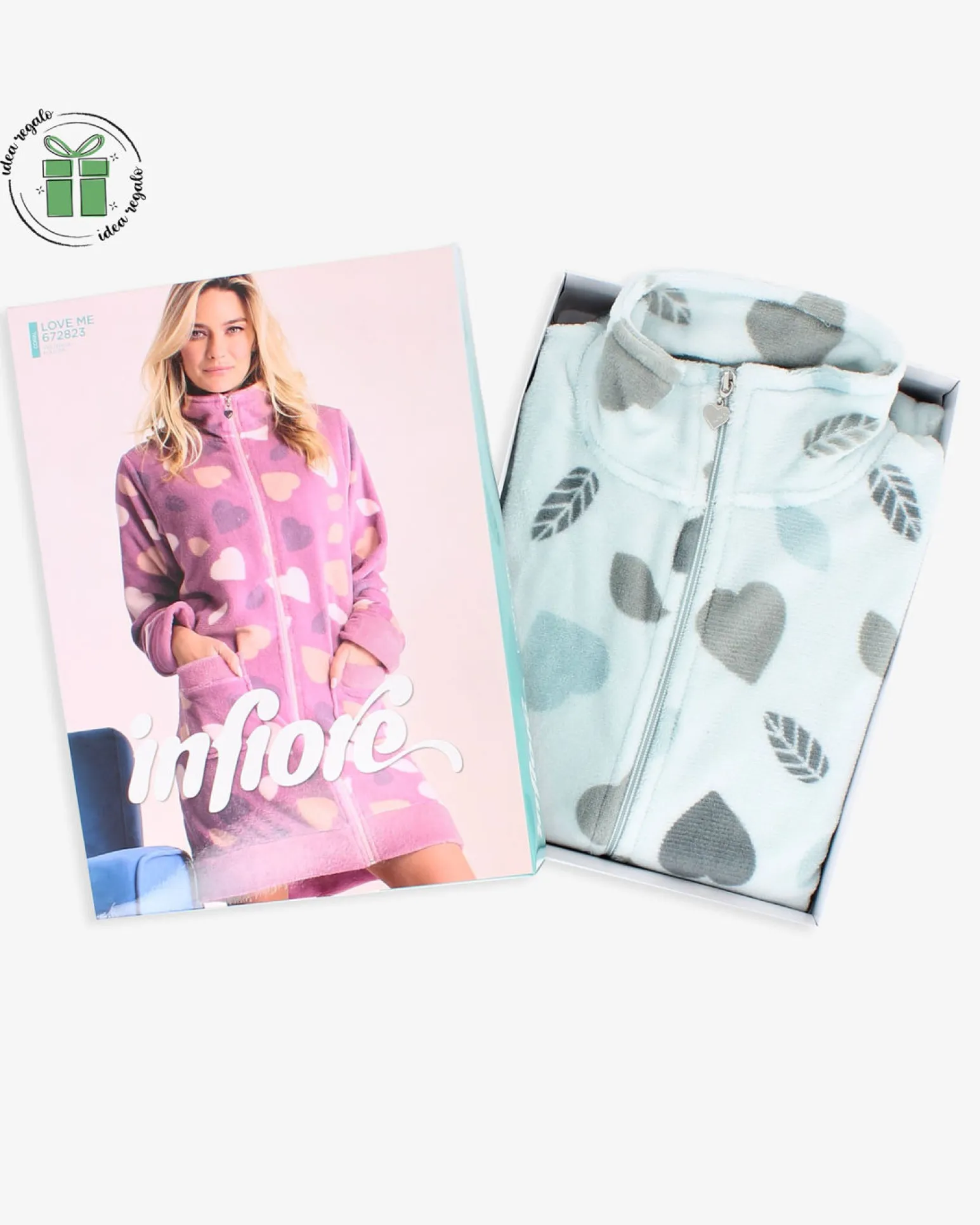 INFIORE - VESTAGLIA LOVE ME FULL ZIP AZZURRO  DA DONNA