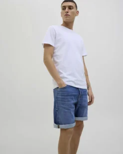 JACK&JONES - Bermuda di jeans Rick original blue denim scuro
