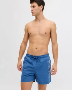 JACK&JONES - Boxer mare Maui Wave blu con logo laterale