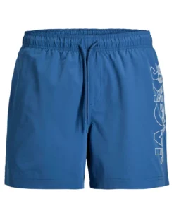 JACK&JONES - Boxer mare Maui Wave blu con logo laterale