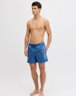 JACK&JONES - Boxer mare Maui Wave blu con logo laterale