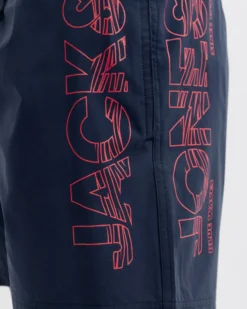 JACK&JONES - Boxer mare Maui Wave blu scuro con logo laterale