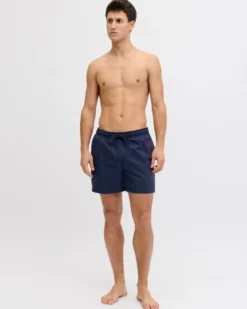 JACK&JONES - Boxer mare Maui Wave blu scuro con logo laterale