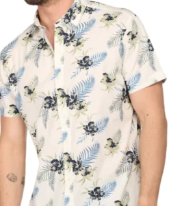 JACK&JONES - Camicia bianca stile hawaiano manica corta