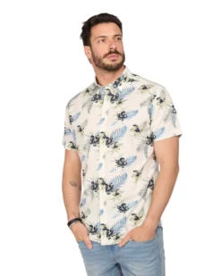JACK&JONES - Camicia bianca stile hawaiano manica corta