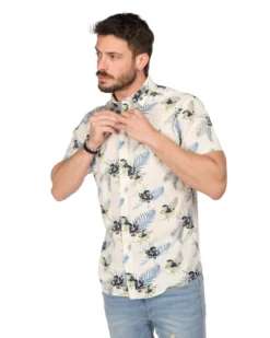 JACK&JONES - Camicia bianca stile hawaiano manica corta