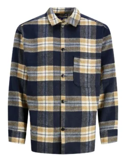 JACK&JONES - CAMICIA DI FLANELLA A QUADRI BLU E GIALLA