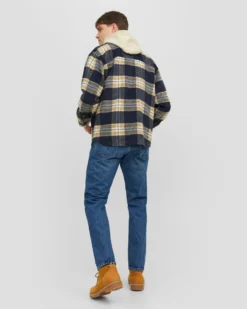 JACK&JONES - CAMICIA DI FLANELLA A QUADRI BLU E GIALLA