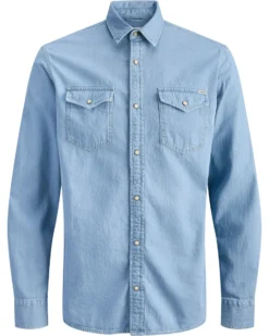 JACK & JONES - CAMICIA JEANS MANICA LUNGA LIGHT BLUE DA UOMO