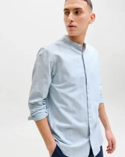 JACK & JONES -CAMICIA MANICA LUNGA CELESTE DA UOMO