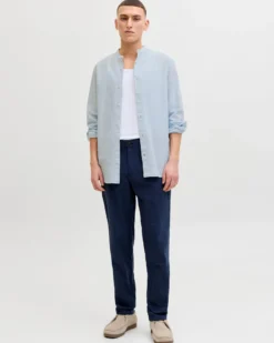 JACK & JONES -CAMICIA MANICA LUNGA CELESTE DA UOMO