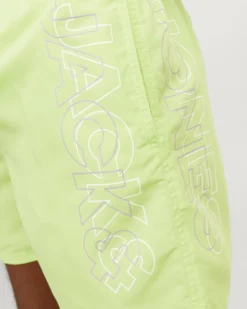 JACK&JONES - Costume da bagno lime con logo laterale e tasche