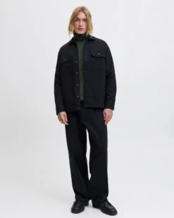 JACK&JONES - GIACCA CAMICIA NERA DA UOMO IN FLANELLA