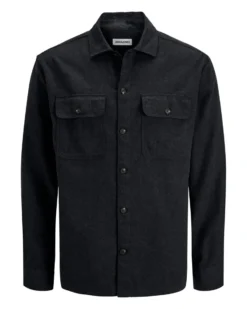 JACK&JONES - GIACCA CAMICIA NERA DA UOMO IN FLANELLA
