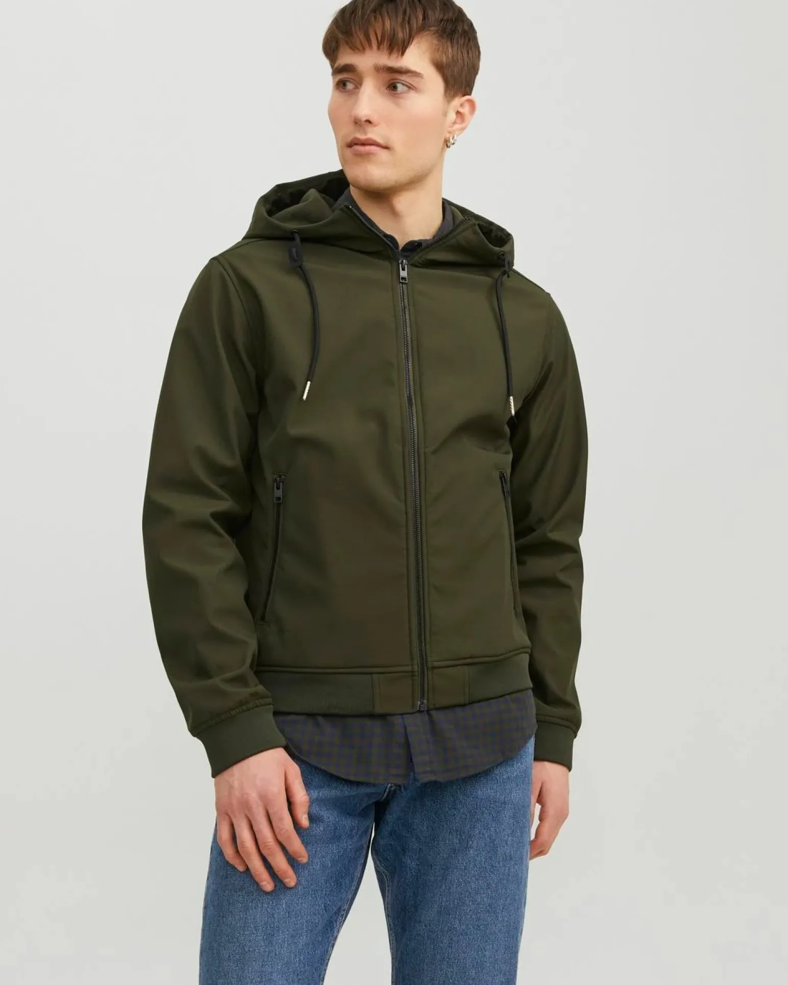JACK&JONES - GIACCA SOFTSHELL VERDE DA UOMO
