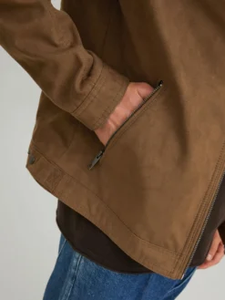 JACK&JONES - GIUBBINO BIKER SCAMOSCIATO COGNAC DA UOMO