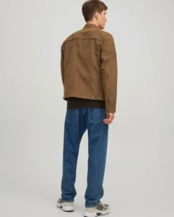 JACK&JONES - GIUBBINO BIKER SCAMOSCIATO COGNAC DA UOMO