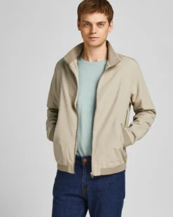 JACK & JONES - GIUBBINO BOMBER BEIGE DA UOMO RUSH HARRINGTON