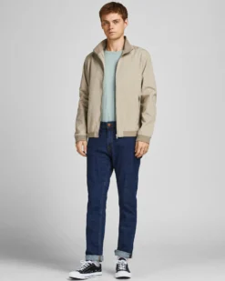 JACK & JONES - GIUBBINO BOMBER BEIGE DA UOMO RUSH HARRINGTON