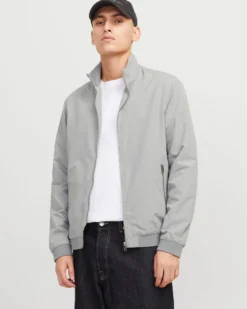 JACK & JONES - GIUBBINO BOMBER GRIGIO DA UOMO RUSH HARRINGTON