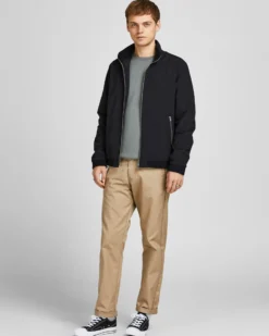 JACK & JONES - GIUBBINO BOMBER NERO DA UOMO RUSH HARRINGTON