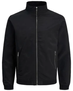 JACK & JONES - GIUBBINO BOMBER NERO DA UOMO RUSH HARRINGTON