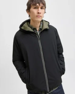 JACK&JONES - Giubbino con cappuccio brook reversibile nero