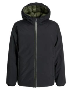 JACK&JONES - Giubbino con cappuccio brook reversibile nero