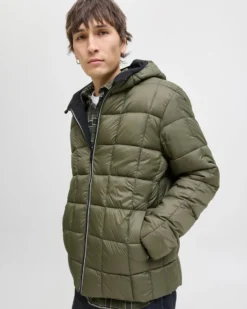 JACK&JONES - Giubbino con cappuccio brook reversibile nero