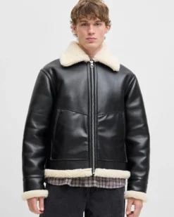 JACK&JONES - GIUBBINO LIVERPOOL AVIATORE NERO DA UOMO