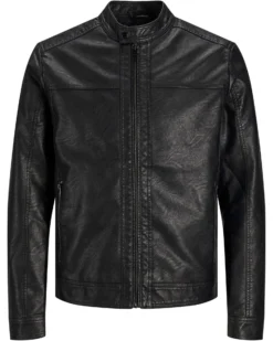 JACK&JONES - GIUBBINO UOMO IN ECOPELLE NERO