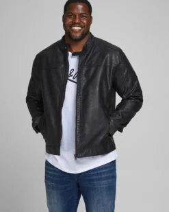 JACK&JONES - GIUBBINO UOMO IN ECOPELLE NERO