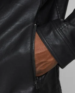 JACK&JONES - GIUBBINO UOMO IN ECOPELLE NERO