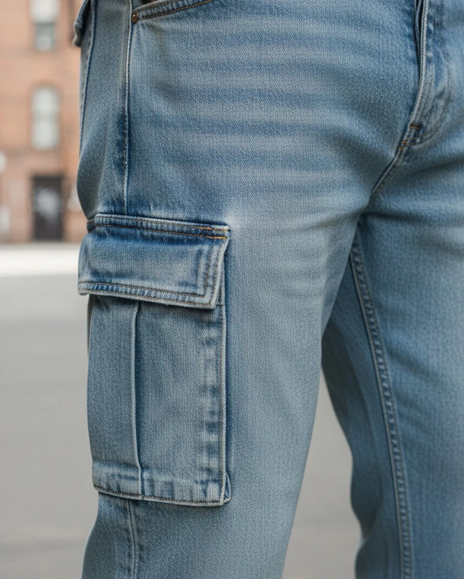 JACK&JONES - JEANS ALEX CARGO BLUE DENIM DA UOMO