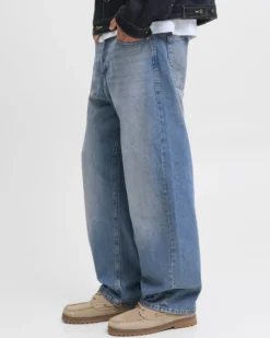 JACK&JONES - JEANS 5 TASCHE BLUE DENIM SABBIATO BAGGY ALEX  DA UOMO