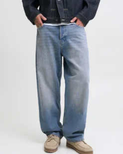 JACK&JONES - JEANS 5 TASCHE BLUE DENIM SABBIATO BAGGY ALEX  DA UOMO