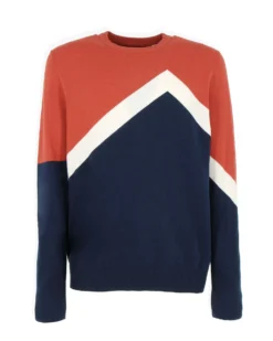 JACK&JONES - MAGLIA PULLOVER MANICHE LUNGHE ARANCIO E BLU
