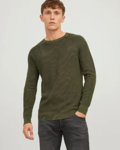 JACK&JONES - MAGLIA PULLOVER VERDE DA UOMO