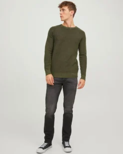 JACK&JONES - MAGLIA PULLOVER VERDE DA UOMO