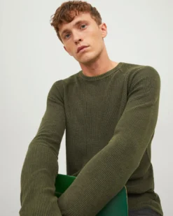 JACK&JONES - MAGLIA PULLOVER VERDE DA UOMO