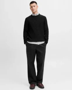 JACK&JONES - MAGLIONE GIROCOLLO NERO DA UOMO