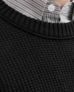 JACK&JONES - MAGLIONE GIROCOLLO NERO DA UOMO
