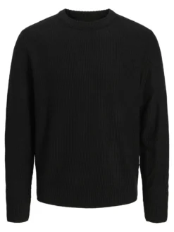 JACK&JONES - MAGLIONE GIROCOLLO NERO DA UOMO