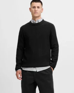 JACK&JONES - MAGLIONE GIROCOLLO NERO DA UOMO